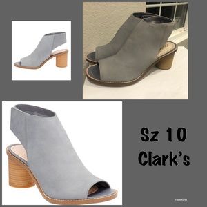 Clark’s Glacier Charm Grey block heel sz 10